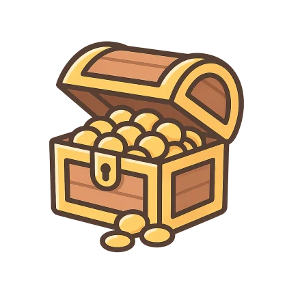 A treasure chest full of coins